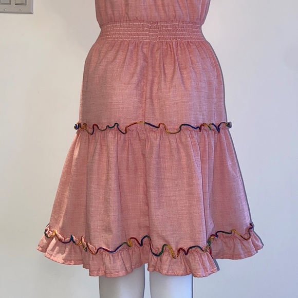 NEW** 70s Vintage Pink & Rainbow Ruffle Dress - Picture 13 of 14